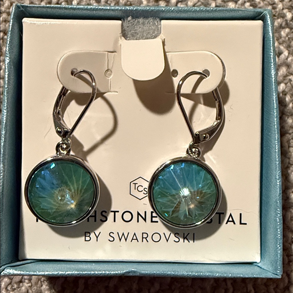 Touchstone Crystal by Swarovski Silky Sage Delight Lulu Earrings NEW